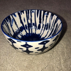 West Elm Cereal Ice‎ Crème Bowl Blue White